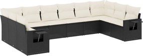 vidaXL Set canapele de grădină cu perne, 10 piese, negru, poliratan