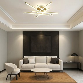 Lustră LED cu 7 surse de iluminare (6+1), 98W, cu telecomandă – Design elegant auriu