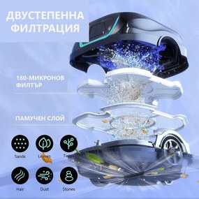 Robot curatare piscine fara fir Wybot A1, 33W, SMART, Pentru pana la 80 m², Autonomie 120 min, Auto-parcare, Auto-revers, IPX8, Negru