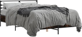 vidaXL Cadru de pat, stejar afumat 140x190 cm lemn prelucrat și metal