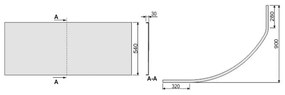 Front asimetric pentru cadă SIMPLA 90x140