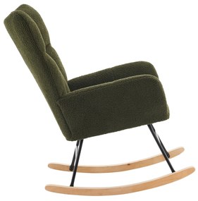 Scaun balansoar modern cu spătar înalt și brațe, țesătură din catifea Teddy confortabilă, potrivit pentru living, dormitor și spații interioare, Verde