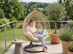 Scaun suspendat KOKON cu suport, bej