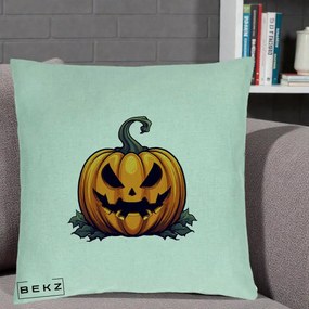 Perna Decorativa Halloween Jack-o'-Lantern Infricosator, 40x40 cm, Verde Menta, Husa Detasabila, Perna Inclusa, BEKZ®