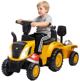 AIYAPLAY Camion, Excavator Jucărie pentru Copii 12-36 Luni cu Cupă și Remorcă Integrate, 91x29x44 cm, Galben | Aosom Romania