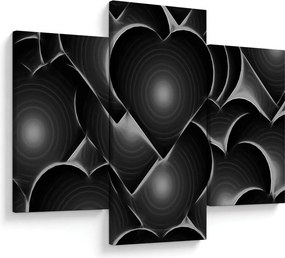 Tablou cu inimile alb - negre (90x60 cm)