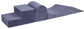 Teren de joacă din spumă albastru prăfuit 4 buc. din catifea înălțime 30 cm 45x193 cm Montessori – Meowbaby