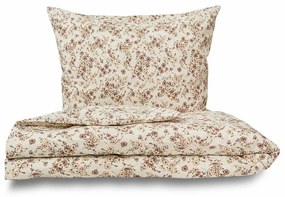 Lenjerie de pat din bumbac crep Kvalitex Flori bej, 140 x 220 cm, 70 x 90 cm