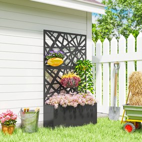 Outsunny Jardinieră pentru Grădină cu Roți și Grilaj, Jardinieră pentru Exterior cu Găuri de Drenaj din Metal, pentru Flori și Legume, pentru Grădină și Balcon, 90x30x160 cm, Negru | Aosom Romania
