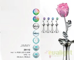 Lampa de masa decorativa, trandafir cu iluminat LED RGB JIMMY 28112 GL