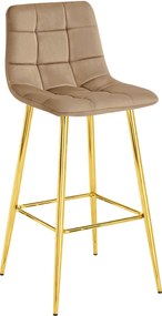 Scaun Bar Simon Catifea Maro Picioare Metalice Finisaj Auriu