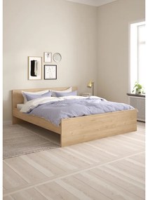 Pat matrimonial în culoare naturală cu aspect de lemn de stejar fără somieră 180x200 cm Naia – Tvilum