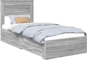 vidaXL Cadru de pat cu headboard Gri Sonoma 90 x 190 cm Lemn compozit