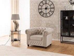 Fotoliu bej chesterfield cu tapițerie din catifea York Blik – Ropez