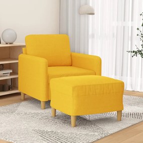 3153592 vidaXL Fotoliu canapea cu taburet, galben deschis, 60 cm, textil