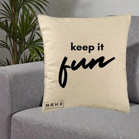 Perna Decorativa Keep It Fun, 40x40 cm, Bej, Husa Detasabila, Perna Inclusa, BEKZ®
