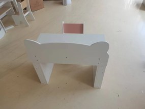 AIYAPLAY Set masă și scaun pentru copii, 3-8 ani, cu bibliotecă laterală, sertar și design vulpiță, alb | Aosom Romania