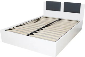 Pat Laguna 1600x2000 cu somiera rabatabila alb cu gri