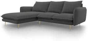 Coltar tapitat Vienna 5 locuri picioare gold – L255 x l170 x h95
