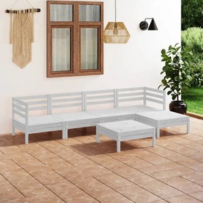 3082683 vidaXL Set mobilier de grădină, 6 piese, alb, lemn masiv de pin