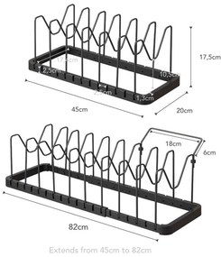 Suport reglabil pentru oale și capace YAMAZAKI Tower, negru
