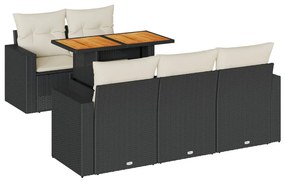 3326989 vidaXL Set mobilier de grădină cu perne, 6 piese, negru, poliratan