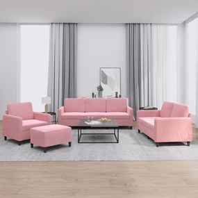 vidaXL Set de canapele, 4 piese, roz, catifea
