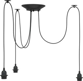vidaXL Lampă suspendată cu 3 suporturi E27 metal negru