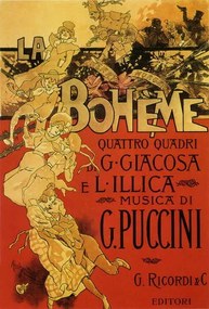 Hohenstein, Adolfo - Artă imprimată Poster by Adolfo Hohenstein for opera La Boheme by Giacomo Puccini, 1895, (26.7 x 40 cm)