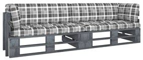 3066638 vidaXL Canapea din paleți cu 2 locuri, cu perne, gri, lemn pin tratat