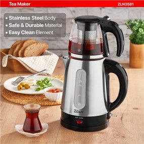 Set fierbator electric+ceainic FLORIA ZLN3581,Inox Negru Putere 2200W,