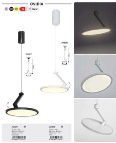 Lustra LED din metal alb reglabila Ovidia