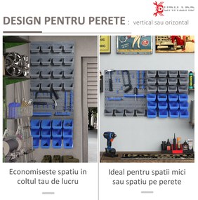 DURHAND Set Organizare Atelier 44 Piese, Suport Perete pentru Unelte cu Coșuri Depozitare, Multifuncțional | Aosom Romania