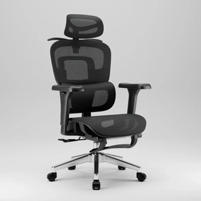RESIGILAT- SIENA E15 Executive – Scaun Ergonomic cu Suport Lombar Reglabil pe Înălțime, Tetieră Reglabilă, Cotiere 3D, Șezut Extensibil, Reclinare 135°, Umeraș Integrat, Suport pentru Picioare și Bază Metalică, Mesh, Negru