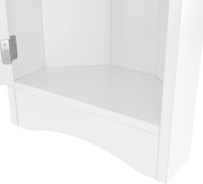 Dulap de baie triunghiular, cu rafturi reglabile și uși duble, 37x24,5x170 cm, Alb