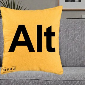 Perna Personalizata Tasta Alt Tipografie Bold, 40x40 cm, Galben, Husa Detasabila, Perna Inclusa, BEKZ®