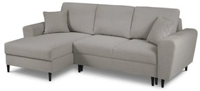 Colțar gri deschis extensibil, cu spațiu de depozitare cu tapițerie din țesătură bouclé (cu colț pe partea stângă, cu șezlong) Kyoto – Cosmopolitan Design