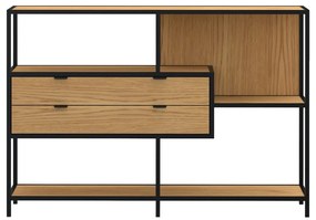 Bibliotecă neagră/în culoare naturală cu aspect de lemn de stejar 114x78x35 cm Seaford – Actona