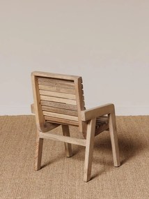 Scăunel din lemn de acacia, natur, cu brațe și lamele orizontale, 56 x 36 x 38 cm, „Lilliput-1”