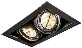 Spot integrat negru reglabil AR111 cu 2 lumini - Oneon