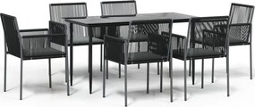 vidaXL Set mobilier grădină cu perne, 7 piese, negru, poliratan & oțel