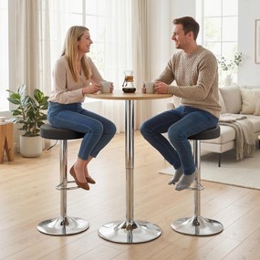 HOMCOM Set 2 Scaune de Bar din Piele PU, Rotative, Înălțime Reglabilă pentru Bucătărie, Negru | Aosom Romania
