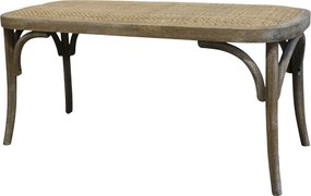 Bancheta din lemn de cauciuc, rattan si rachita, Old French