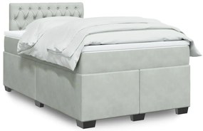 vidaXL Pat continental cu saltea, gri deschis, 120x200 cm, catifea