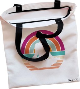 Sacosa de Panza pentru Cumparaturi, Geanta Tote, Yoga 17, Cu fermoar, 38x34.5 cm, Alba, BEKZ®