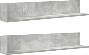 vidaXL Rafturi perete 2 buc. gri beton 100x16,5x16,5 cm lemn prelucrat