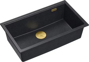 Chiuveta compozit incastrata Quadron Logan 110 negru diamant - auriu 76x44 cm
