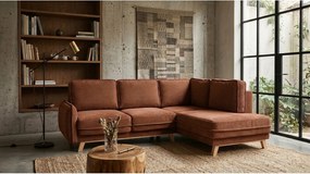 Colțar portocaliu extensibil cu tapițerie din catifea reiată Tori – Bonami Selection