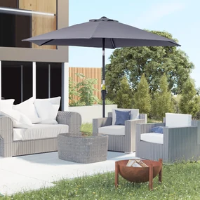 Outsunny Umbrelă de Grădină cu Manivelă, Structură din Aluminiu, Poliester Rezistent la UV, Φ2.6x2.35m, Gri și Negru | Aosom Romania