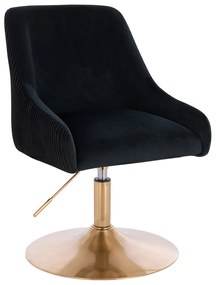 HR920N Scaun Neagră din Catifea cu Bază Aurie
